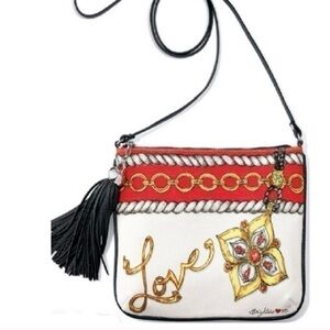 NWT Brighton Love Glitter Go Pouch Canvas Art Print with Zip Crossbody Bag
